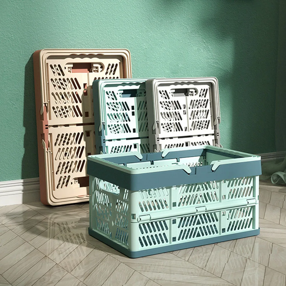 Storage Basket With Handle Large Storage Box Foldable Pastel Desktop Organization Portable Living Room Home Hand Baskets