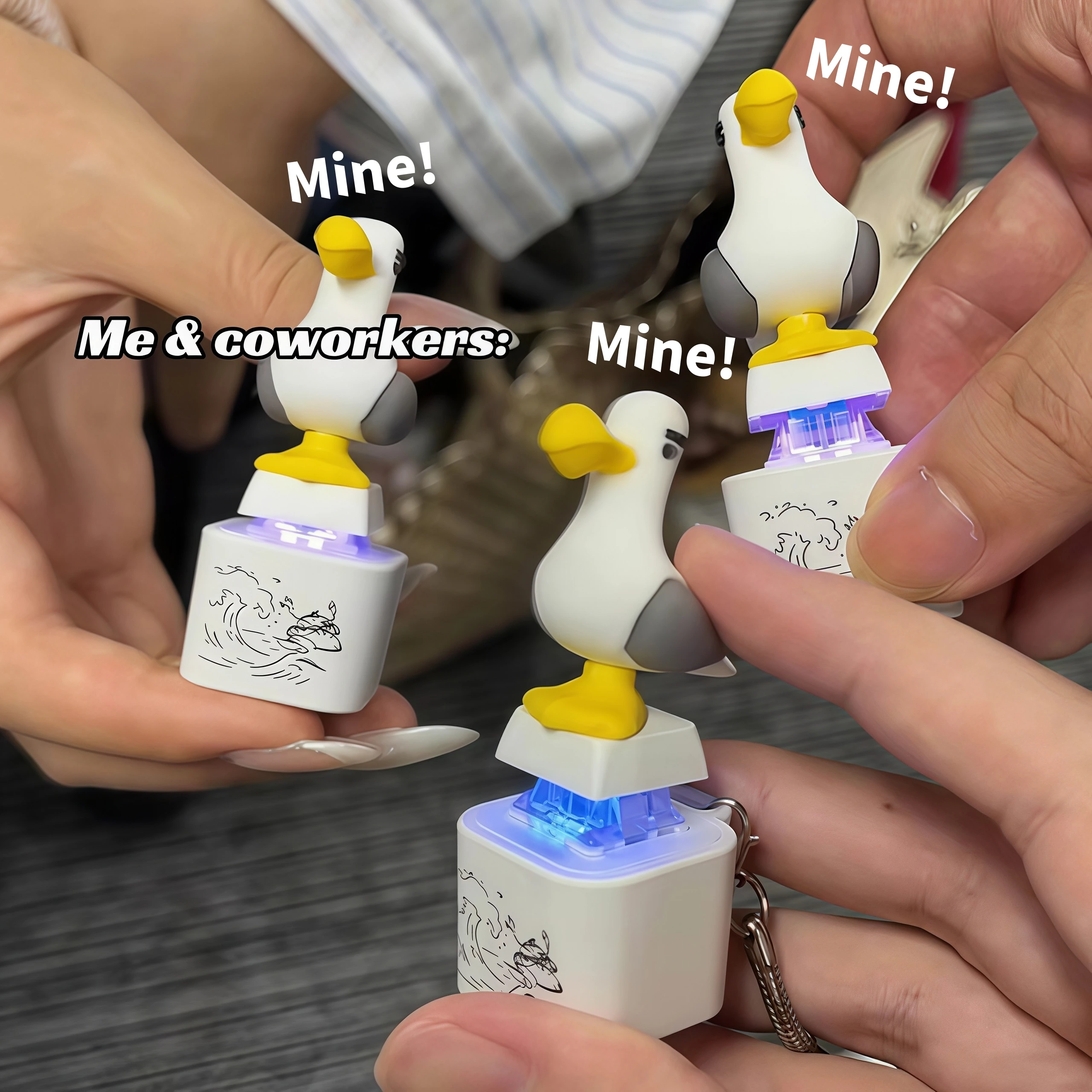 Funny Mine Bird Voice Keys Pendant Keyboard Decompression Sound Little Seagull Creative Keychain Keyrings Office Birthday Party