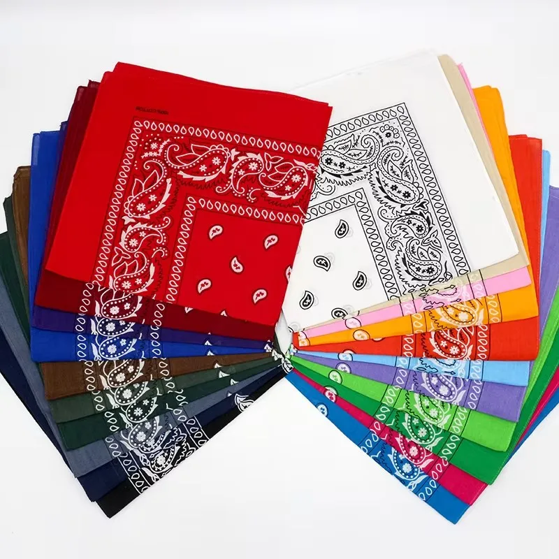 Bandana básica de algodón con estampado de Cachemira para mujer, pañuelo cuadrado de varios colores, para deportes al aire libre, máscara de ciclismo, diadema, 1/2/4 Uds.