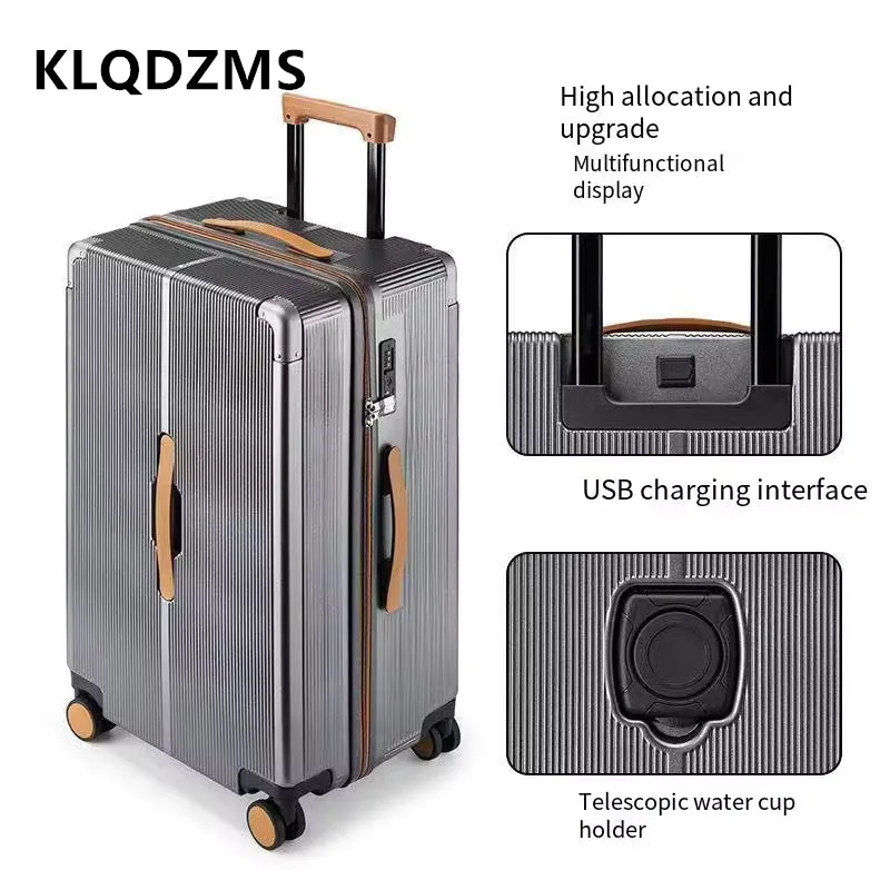 

KLQDZMS Travel Luggage 20 Inches Zipper Boarding Box 24"26" Aluminum Frame Trolley Case 28"large Capacity Men's Suitcase