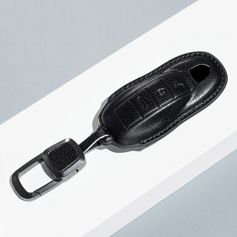 Funda de cuero de vaca para llave de coche, accesorio para Porsche Panamera Spyder Carrera Macan Cayman Cayenne 911, 970, 981, 991