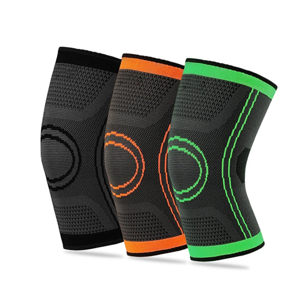 Rodillera elástica para gimnasio y correr para hombre y mujer, Protector de rodilla de baloncesto, tejido de nailon, para senderismo, Fitness, equipo deportivo, 1 ud.