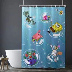 Sponge Bob Shower Curtain Waterproof Fabric Bathroom Curtains Folding Partition Bath Accessories Bedrooms Things the Set Showers