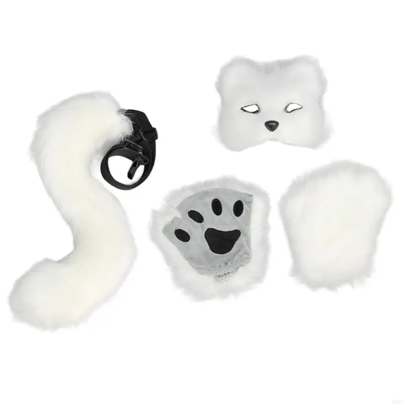 H58E Halloween Foxes Cosplay Set ، Cats Wolf Dress Up Assume for Kid Birthday