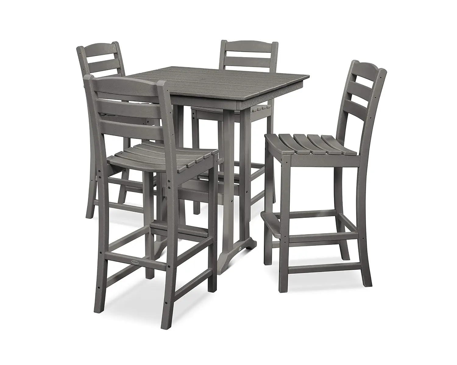 Farmhouse Trestle Bar Set 5-Piece Outdoor Patio Dining Height Table & Chair, Weather Resistant , Slate Grey, Customized