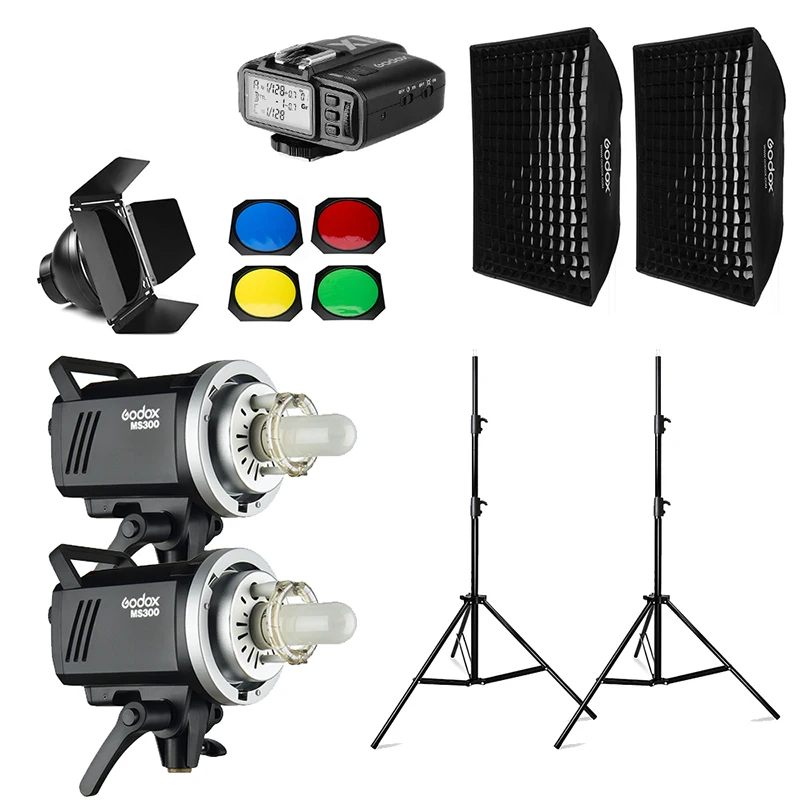 

Godox MS300 600Ws 2x 300Ws Photo Studio Flash Lighting,Softbox,280cm Light Stand,Barn Door,Trigger