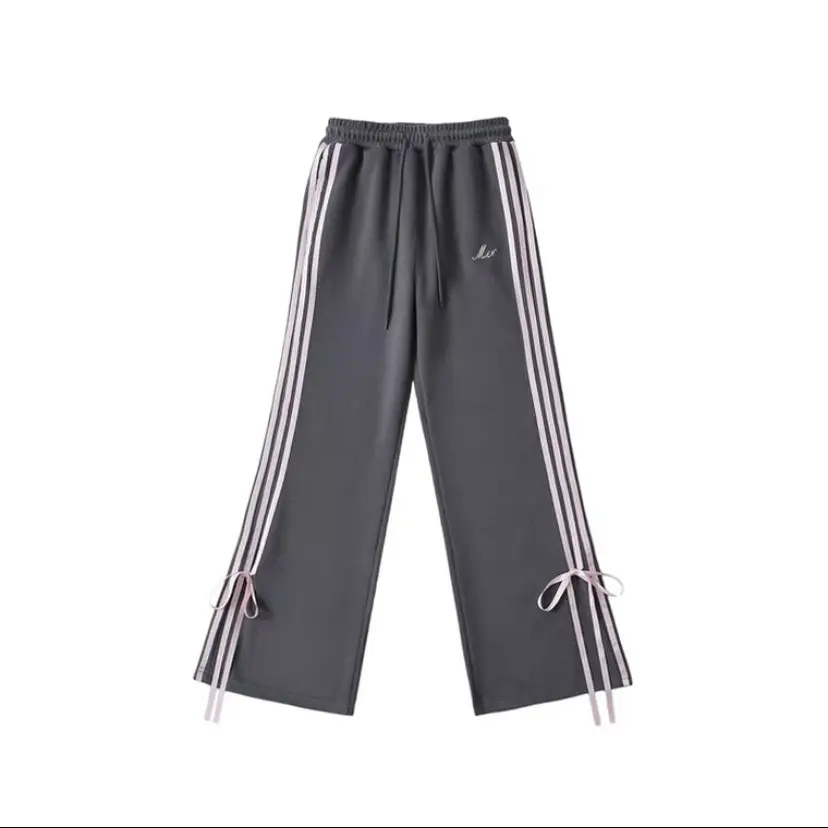 Casual Butterfly Strap Side Decoration Flared Pants Autumn Summer New Loose and Loose Wide Leg Pants Sweet Young Women Girls Y2K