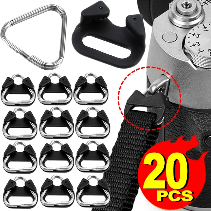 2-20PCS Stainless Steel Triangle Split Ring Camera Shoulder Strap Hook Lug Rings with Plastic Cap for Belt Hook Lanyard