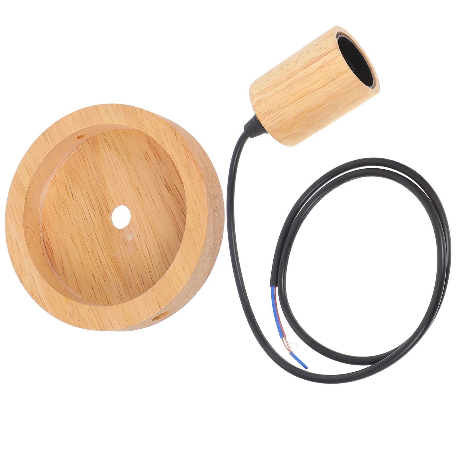 

Wooden Lamp Holder Vintage E27 Hanging Pendant Lights Fixtures for Kitchen Dining Bedroom Study Black Adjustable Length