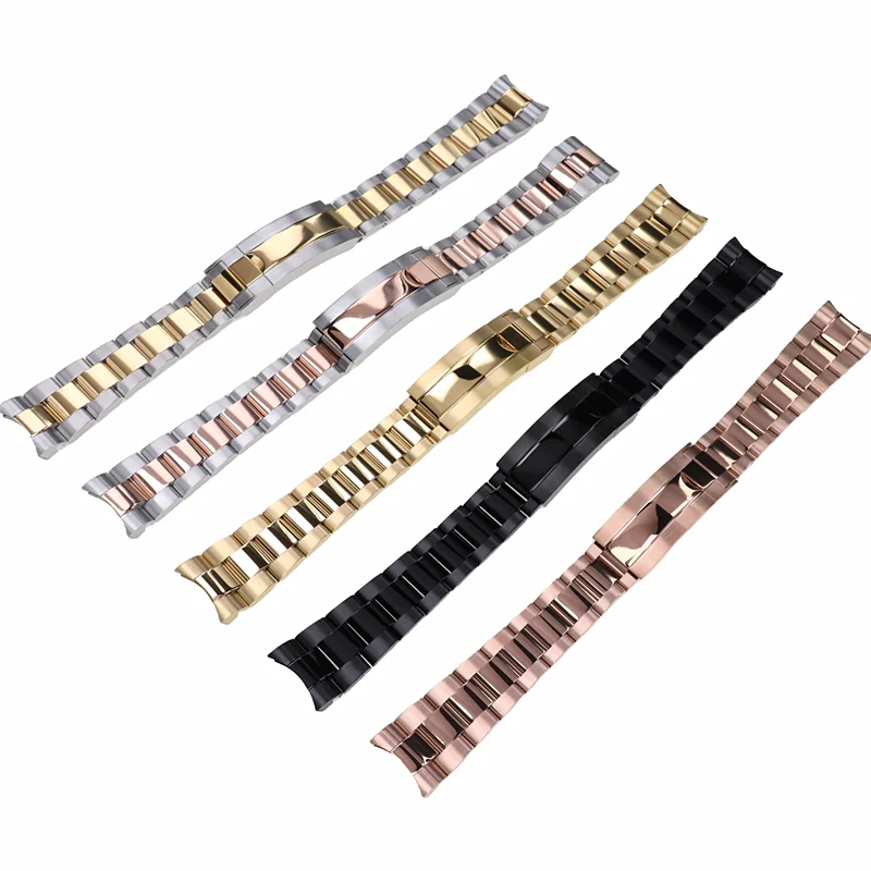 Stainless Steel Colored Watch Band 20mm President Series Millennium Edition High Quality, Compatible with NH35 Diver's Log Case