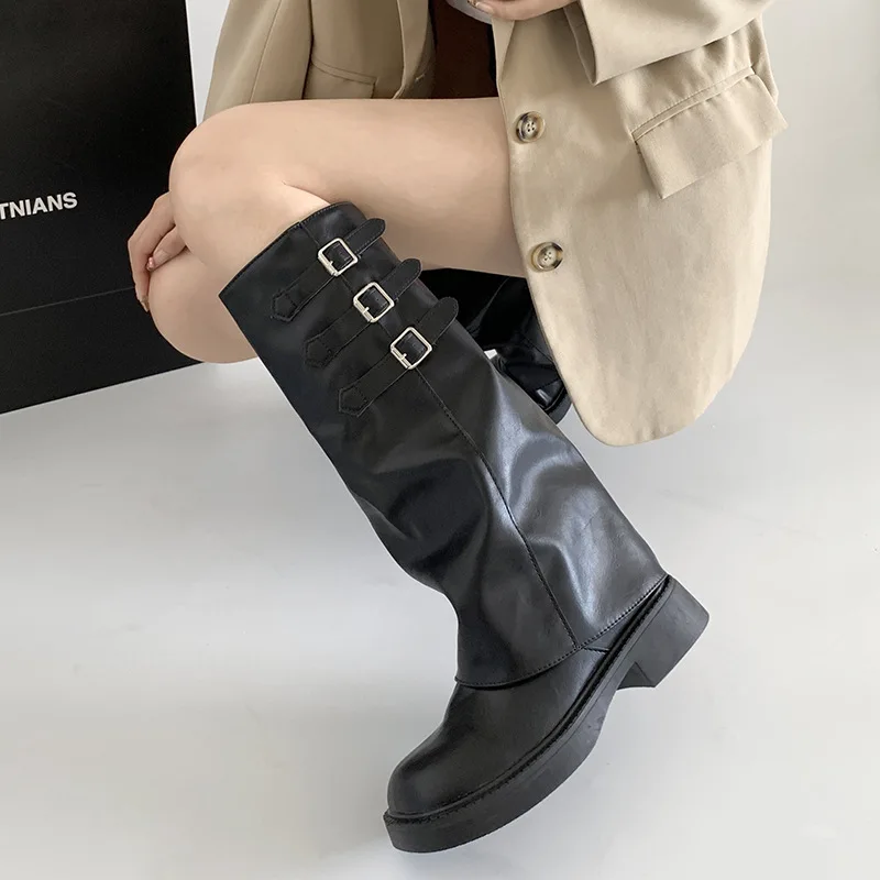 

Retro Style Knee High Boots Women Fashion Ladies Slip On Knight Long Boots Autumn Winter Women's Footwear