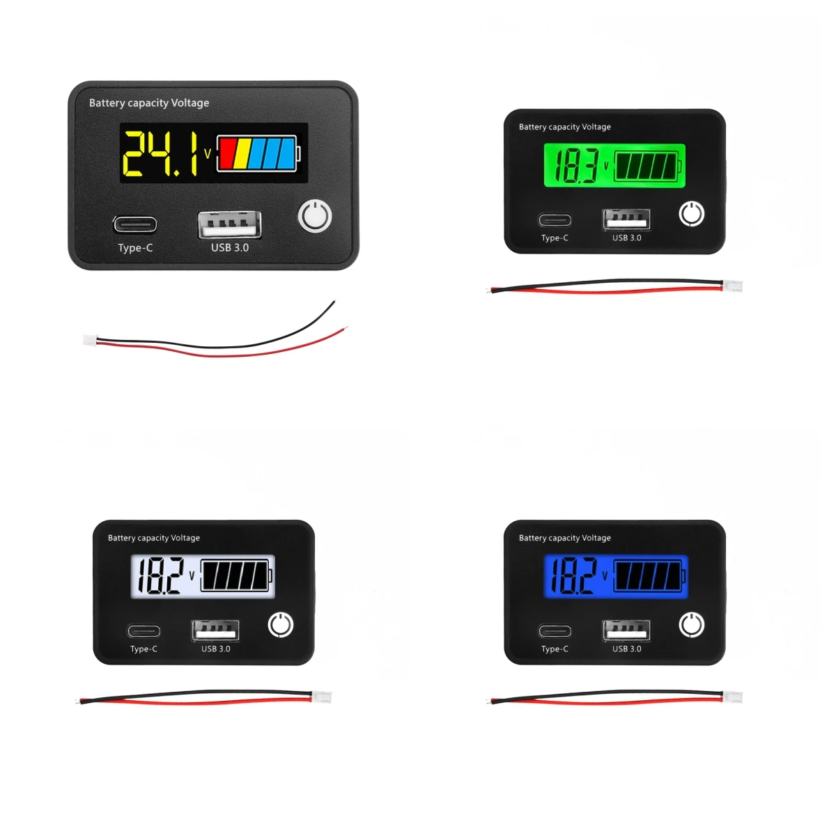 6140 DC8-30V lead-acid lithium iron battery capacity indicator, digital voltmeter, voltage tester, instrument tool, USB+Tpye-C