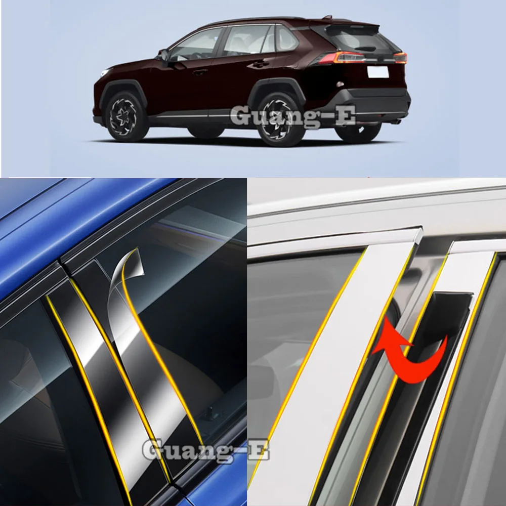 

Car Center TPU/Glossy Mirror Pillar Post Cover For Toyota Wildlander 2020 2021 2022-2024 Door Trim Window Molding Stickers Plate