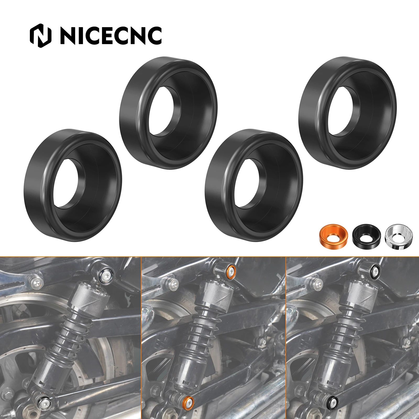 

For 2016-2022 Harley Iron 883 XL883N Rear Shock Absorber Bolt Rings for Harley Sportster 1200 Super Low XL1200T Roadster 16-2019