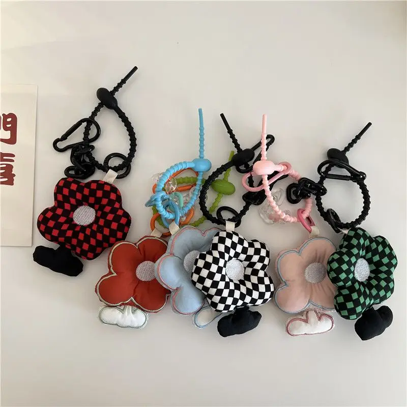 Cute Fabric Flower Keychains Korean Style Sweet Flower Bouquet Keyring Pendant For Backpack Bag Accessories Car Keys Keychain