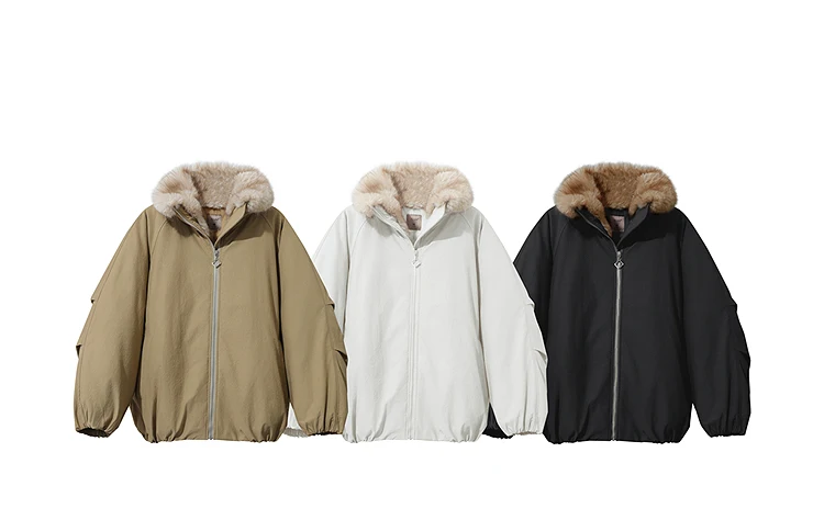 AMII Women's Jacket 2025 Winter New Loose Medium And Long Fur Collar Long Sleeve Zipper Casual Warm Parkas Jacket Woman 12544100