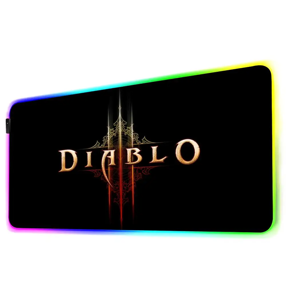 Diablo 4 Mouse Pad Gamer Rgb Desk Mat Back Light Led Mousepad Setup Gaming Accessories Deskmat Big Mousepepad Backlight