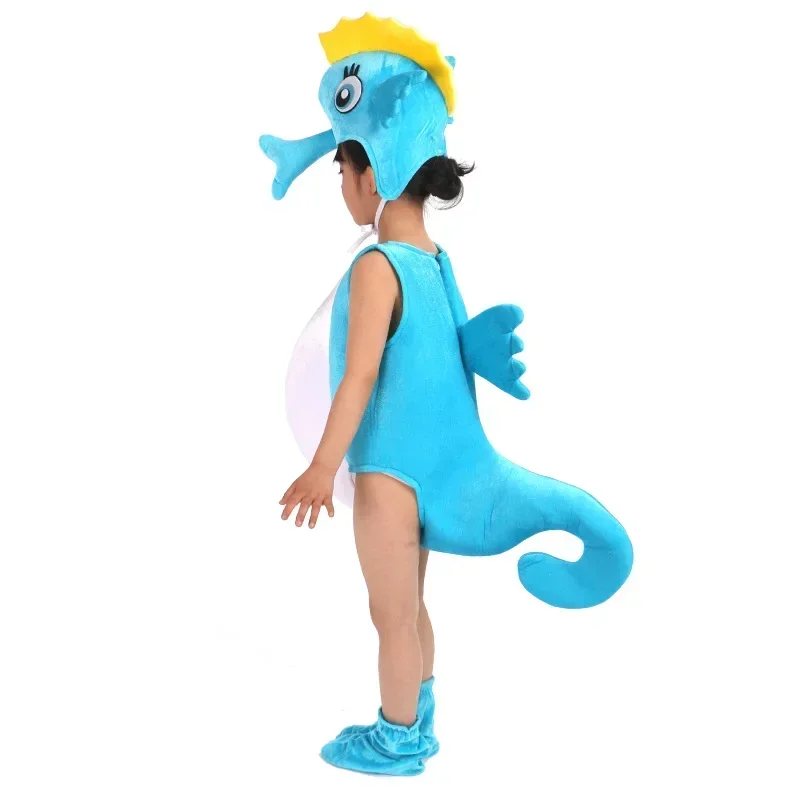 Children Kid Blue Orange Purple Hippocampus Seahorse Sea Horse Cosplay Costume for Halloween Party Animal Jumpsuits Clothes