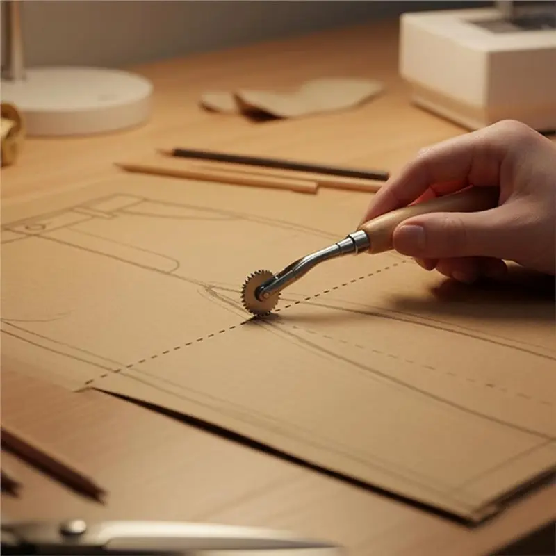 أداة تغيير صندوق الاتجاه 2025 مع عجلة التجعيد وعجلة التتبع وشريط القياس - مجموعة مكونة من 3 قطع تتضمن ثقب الورق #5