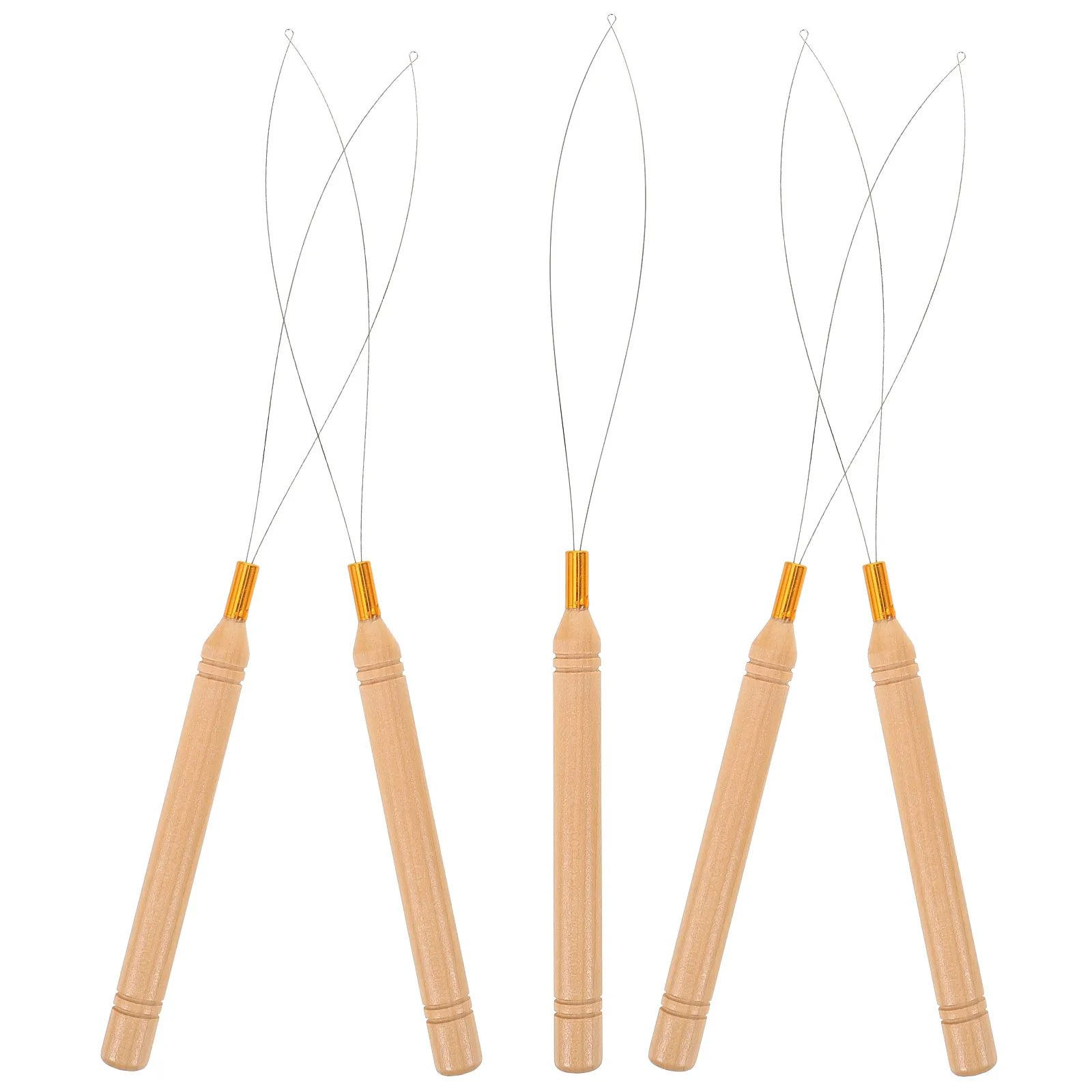 

5 Pcs Wooden Handle Bead Threader 21cm Craft Tools DIY Beading Supplies Stainless Portable Threading Aids Jewelery Making