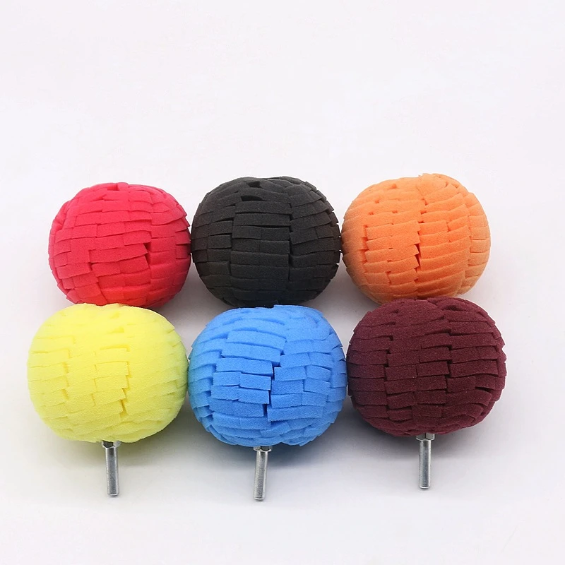 80mm Drill Buffing Sponge Pads Polishing Cone Sponge Ball Burnishing Kit For Automotive Car Wheels Pad Hub Care Power Tools