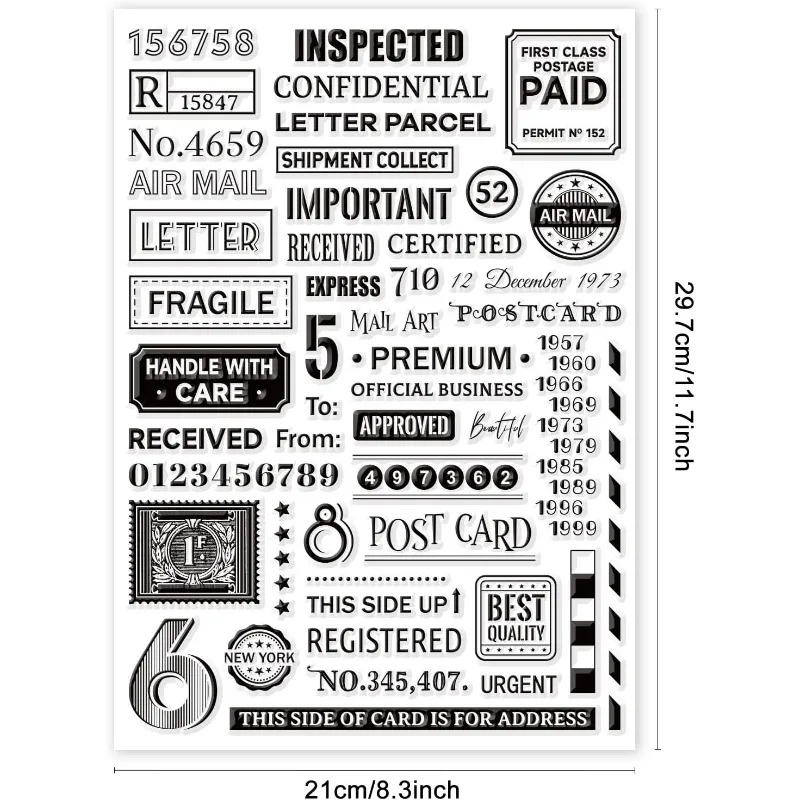 Stamp Postmark Postcard Clear Stamps for DIY Scrapbooking Big Size Silicone Clear Stamp Seals for Cards Making Photo Journal