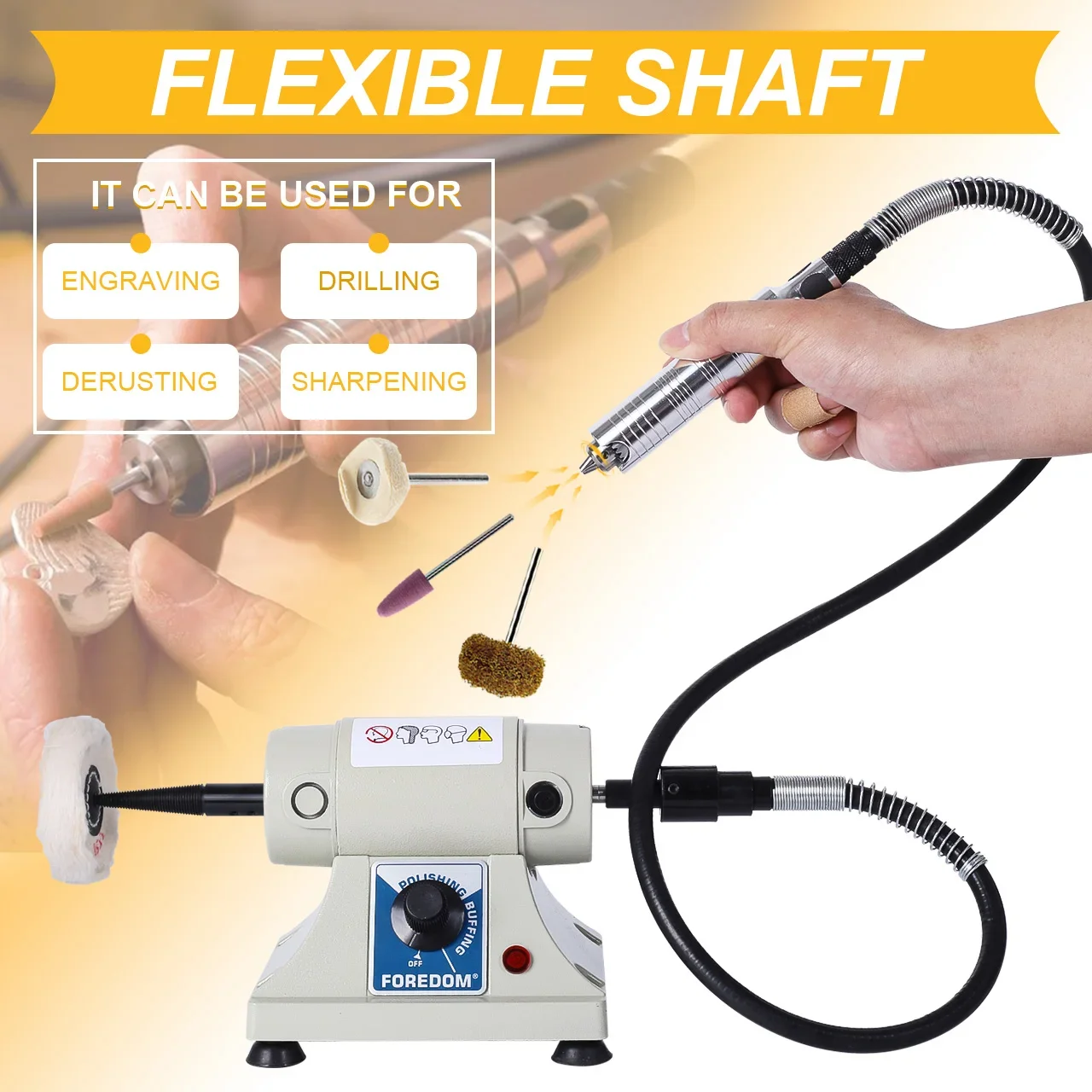 DM-3 مطحنة مخرطة مزدوجة الرأس 180 وات 7000 دورة في الدقيقة ملمع مجوهرات قابل للتعديل لتلميع المعادن/اليشم (المحرك فقط) #5