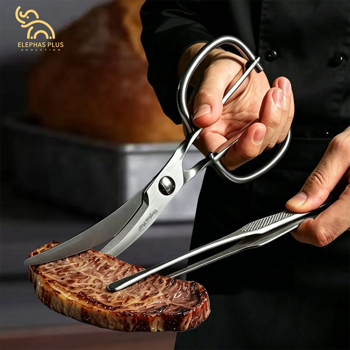 1/2Pcs,Barbecue Tool Set, All Steel Curved/Straight BBQ Scissors And Food Tongs- Grilling Shears For Meat & Chicken Cutlets