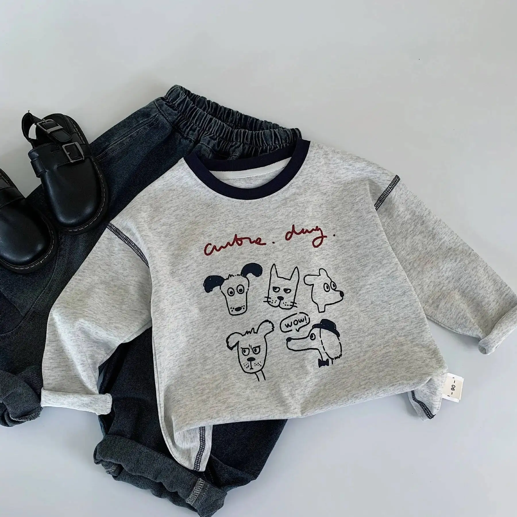 Frühling Herbst Kinder T-Shirts 2-10 Jahre Jungen Mädchen Baumwolle Cartoon Patchwork Langarm T-Shirts Kleinkind Oberteile Kinderkleidung – Detail 4