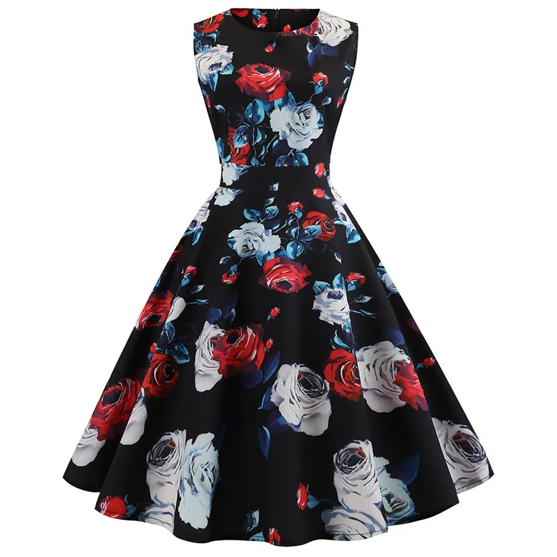 Retro White Poker Print Summer Dress Women Vintage Dress 50s 60s Polka Dot Pin Up Rockabilly Dress  Robe