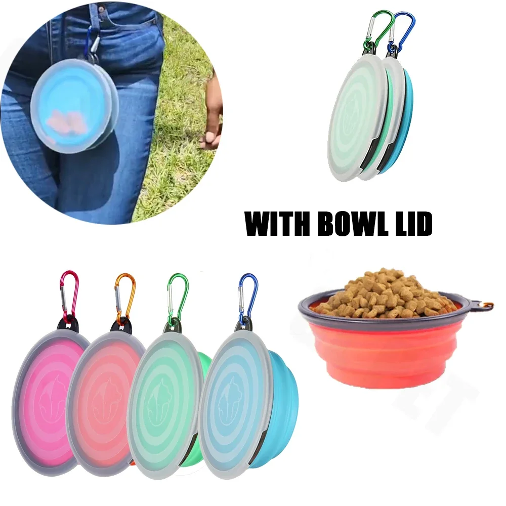 

Foldable Silicone Dog Food Water Basin with Bowl Lips for Pets Outdoor Travel,Portable with Hooks for Pet Supplies, Feeding Bowl