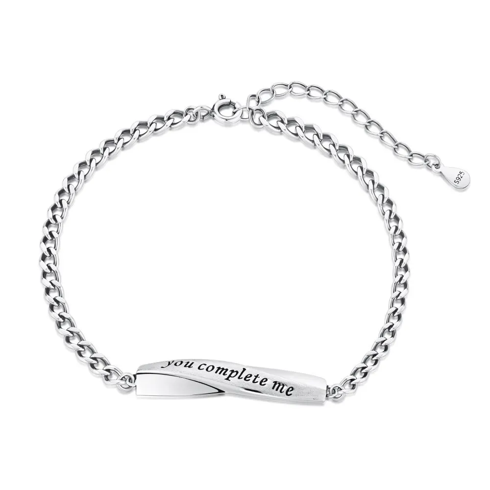 S925 Sterling Silver Couple Bracelet Design Sense Minority Irregular Fried Dough Twists Handwear