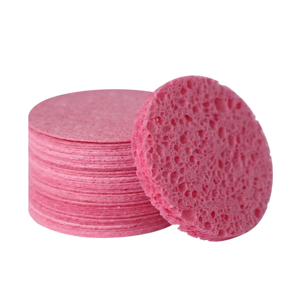 10pcs Compressed Sponge Face Clean Puff Random Color Natural Wood Pulp Sponge Skin Care Tool Makeup Remove Pad Exfoliating