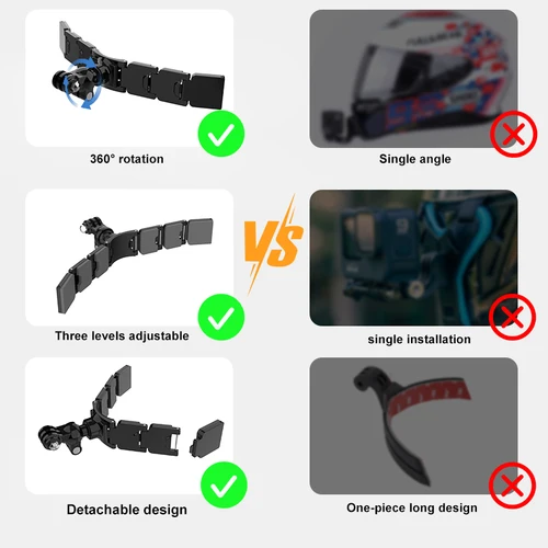 Imagen 2 del producto Soporte de cámara para casco GoPro Hero 12 11 10 9 8 7 5 Yi 4K para cámara Insta360 accesorio de montaje de barbilla frontal plegable