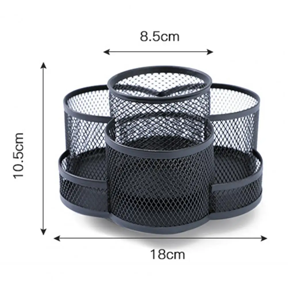 Rotating Pen Holder 360-degree Rotation Sturdy Fine Workmanship Access Smooth Large Capacity Metal Rotating Makeup Brush Bucket