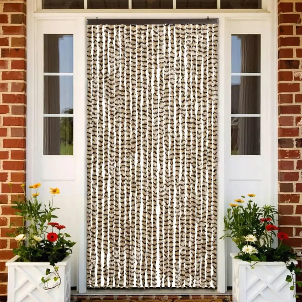 Chenille Insect Curtain Beige & Brown 100x220 cm - Stylish Bug Screen for Windows & Doors