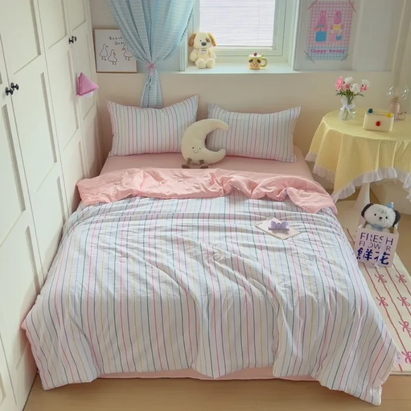 

20025 new cloud cotton washed wrinkled yarn printed summer quilt three-piece single summer cool quilt air conditioner quilt