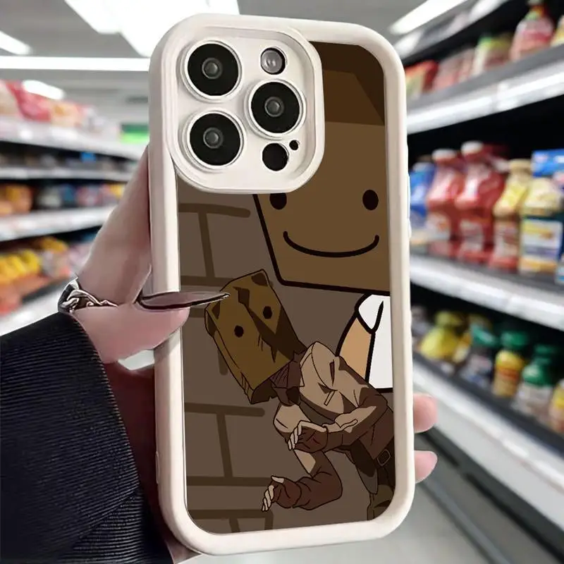 

Case For iPhone 16 15 14 Cartoon Box Man Pattern Silicone Phone 13 12 11 Pro Max XS X XR 7 8 Plus 16 Shockproof Candy Soft Cover