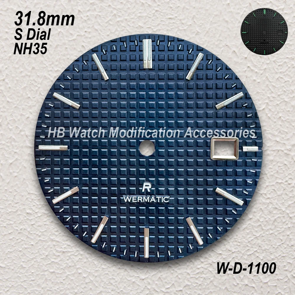 31.8mm S Logo Oak Dial Fit NH35/NH36 Automatic Movement Green Luminous High-Quality Gradient Watch Modification Accessories