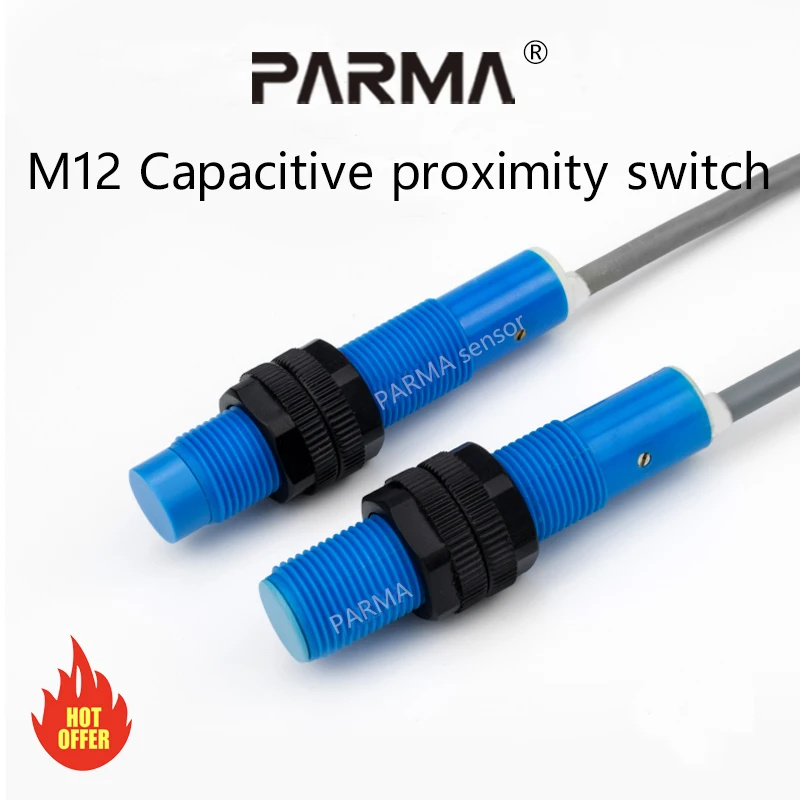 

M12 capacitive proximity switch, cylindrical plastic shell, non-metallic detection switch sensor, material line sensor
