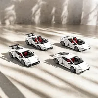 483PCS MOC Italian Cars Huracan 5in1 8stud Wide Speed Champions - White DIY Building Blocks Toy for Kids Birthday Christmas Gift