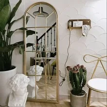 

European style retro iron art home clothing store wall decoration mirror, floor to ceiling full body mirror