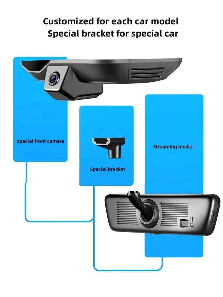 For Honda Civic CRV Accord 8.2" 1080p Streaming Media Dash Recorder Rearview Mirror Camera Front Rear Night Vision Video Recorde detail image 4