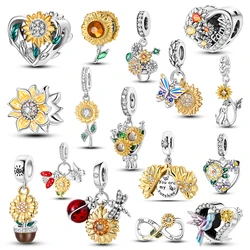 Sunflower Series Charms 925 Sterling Silver Beads Fit Original Bangle Pendants Bracelet Diy Jewelry Gift For Women