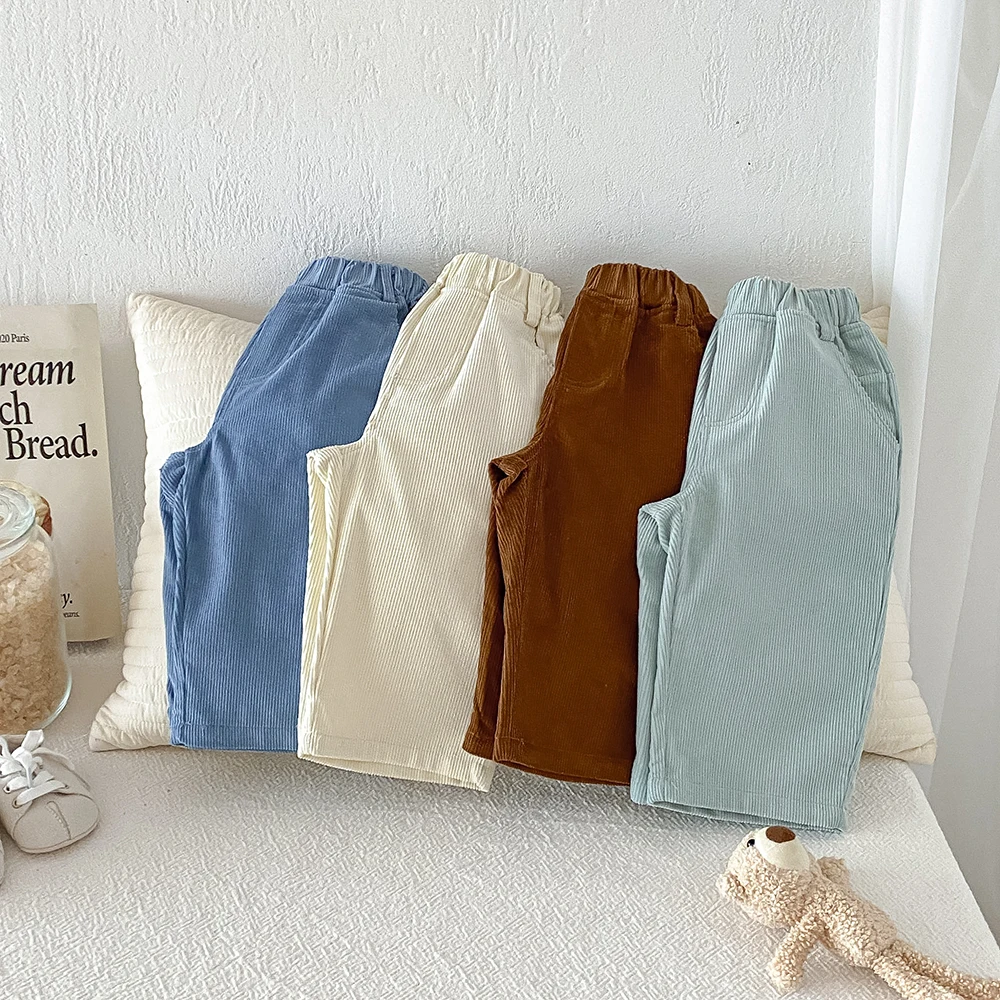 Herbst Kinder Loose Fit Cordhosen Kleinkind Jungen Mädchen Lässige Einfarbige Hosen Kinder Haremshosen Kinder Lange Hosen für den Winter – Detail 15