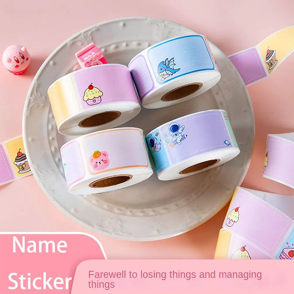 100/280Pcs/Roll Portable Waterproof Name Sticker Handwritten Self-adhesive Labels Sticker Cartoon Style Tag Sticker Gift