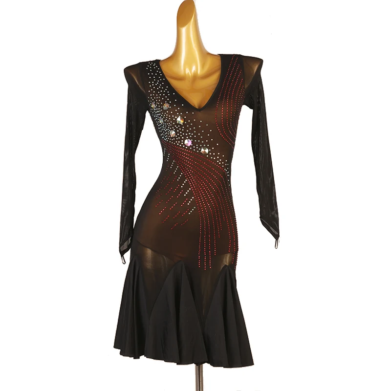 

2023 New Latin Dance Dress Dress Performance Competition Clothing High-end Adult Dance Rumba Cha Dance DRESS LQ403