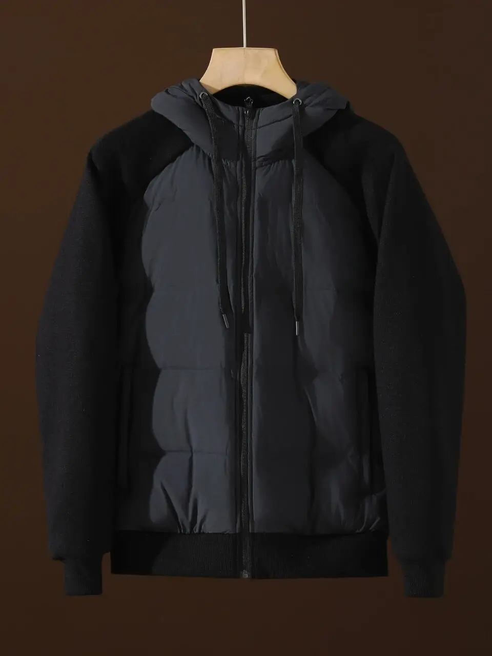 

Trendy Splicing Lightweight Outdoor Sports Warm Cotton Fce Jaet Winter Men's Hooded Cotton Clothes Stand Fit Long Sve