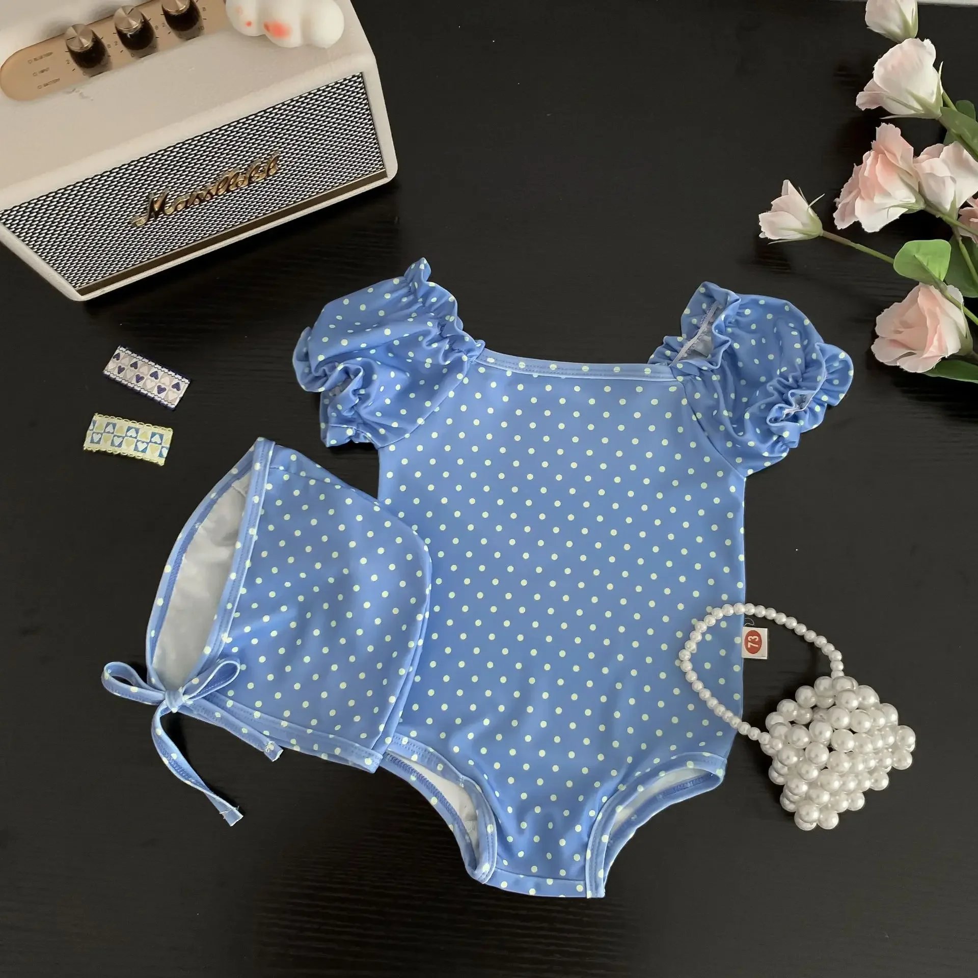 ZOETOPKID 2-teiliges Set Sommer-Baby-Badeanzug mit Schwimmkappe, Einteiliger Badeanzug für Mädchen, Schnelltrocknender Strand-Badeanzug für Draußen – Detail 8