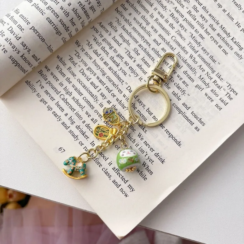 Classical Ceramic Lucky Cat Keychain With Wealth Blessing Cute DIY Pendant For Fortune Decor For Phone Bag Creative Animal Gift